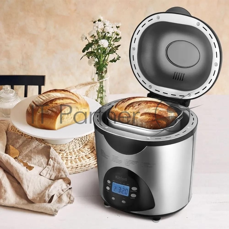 Хлебопечь Kitfort КТ-315 530Вт серебристый/черный