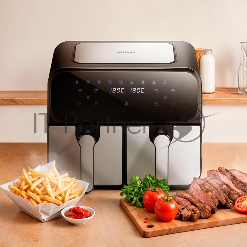 Аэрогриль Kitfort КТ-2270 2400Вт черный/серебристый