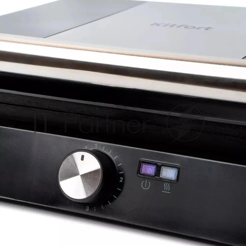 Электрогриль Kitfort КТ-1662 2200Вт черный/серебристый