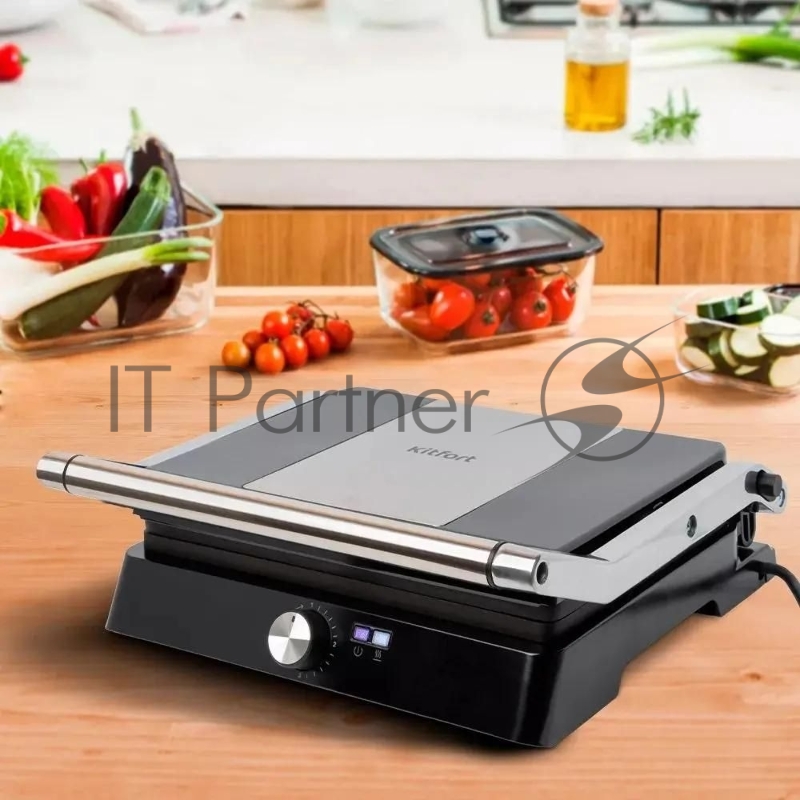 Электрогриль Kitfort КТ-1662 2200Вт черный/серебристый