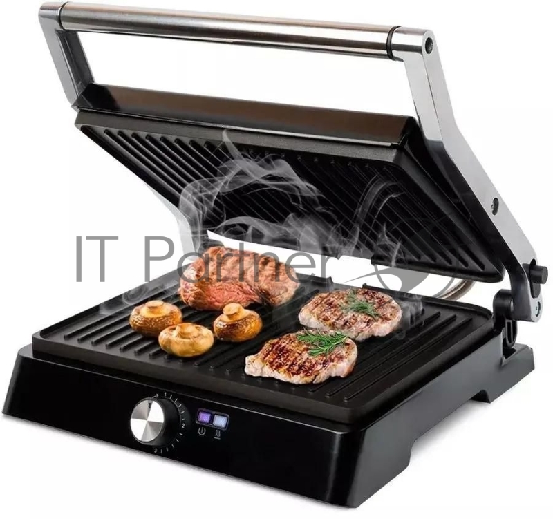 Электрогриль Kitfort КТ-1662 2200Вт черный/серебристый