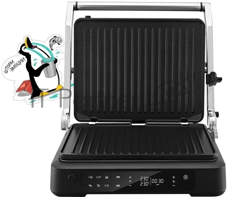 Электрогриль Kitfort КТ-3675 2000Вт серебристый/черный