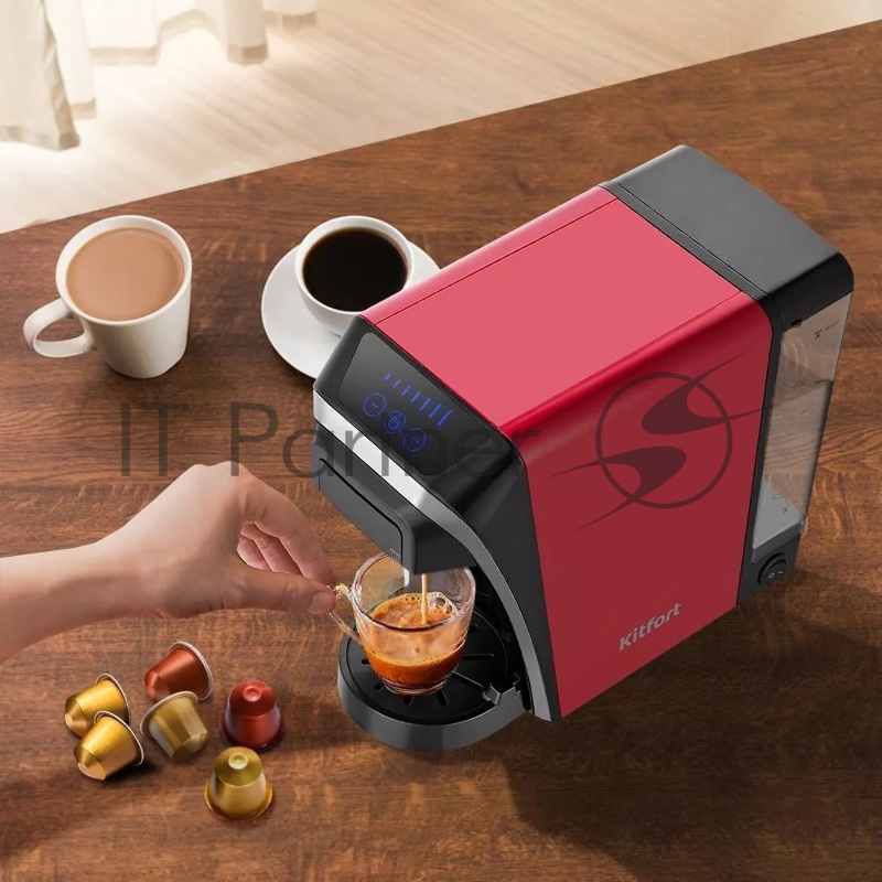 Кофемашина Kitfort КТ-7227 1400Вт красный/черный