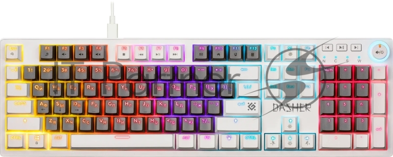 Клавиатура механическая DEFENDER (45473) Dasher GK-472 RU,серый/белый