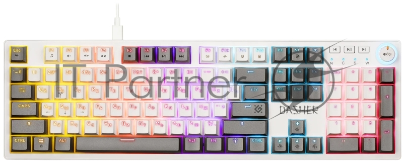 Клавиатура механическая DEFENDER (45472) Dasher GK-472 RU,белый/серебро