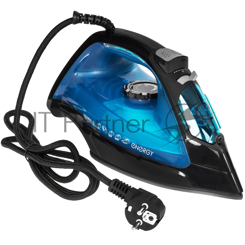 Утюг ENERGY EN-348 черно-бирюзовый (2600Вт, пар, спрей, пар.удар, самооч., керамич. подошва)