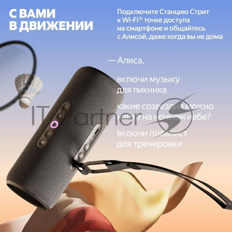 Умная колонка Yandex Стрит Алиса черный 30W 2.0 BT/Wi-Fi 10м 3300mAh (YNDX-00030BLK)