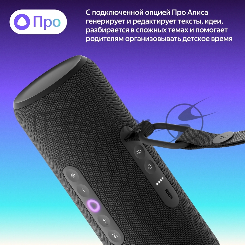 Умная колонка Yandex Стрит Алиса черный 30W 2.0 BT/Wi-Fi 10м 3300mAh (YNDX-00030BLK)