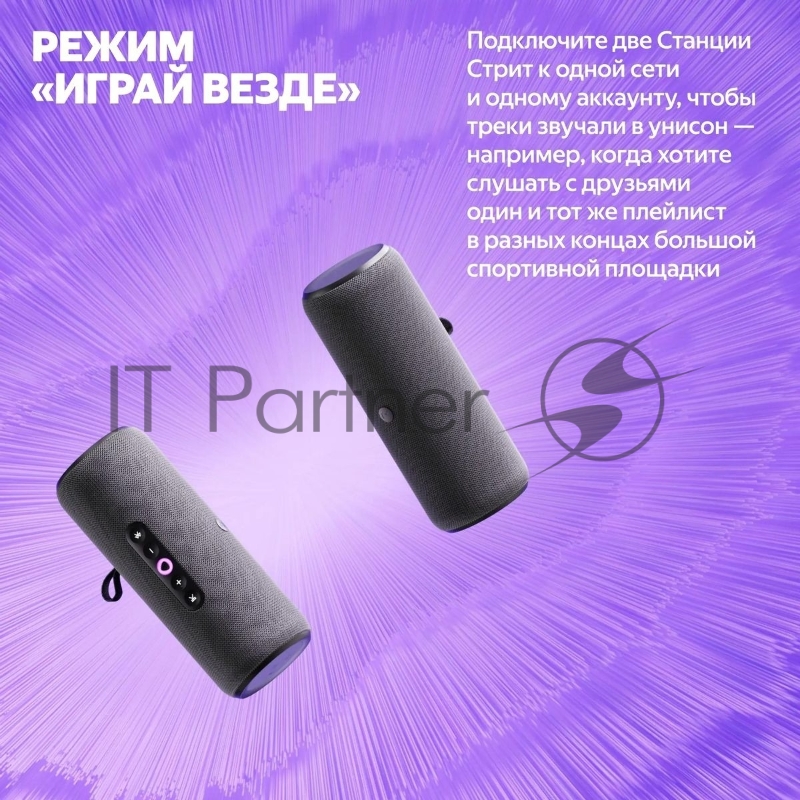 Умная колонка Yandex Стрит Алиса черный 30W 2.0 BT/Wi-Fi 10м 3300mAh (YNDX-00030BLK)