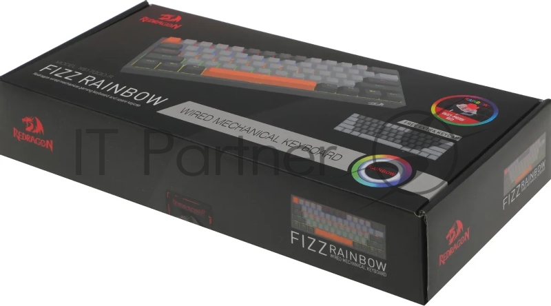 Клавиатура REDRAGON (72599) Fizz RU,Rainbow,красные свитчи, механическая