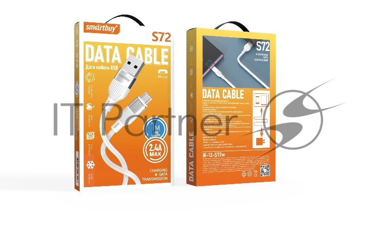 Кабель Smartbuy (iK-12-S72w) S72 MicroUSB белый, 2.4 А, сил., 1м