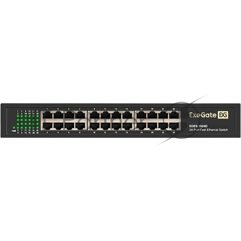 Коммутатор неуправляемый ExeGate EDES-1024D (24-портовый UTP 10/100Mbps, металлический корпус, с возможностью установки в стойку)