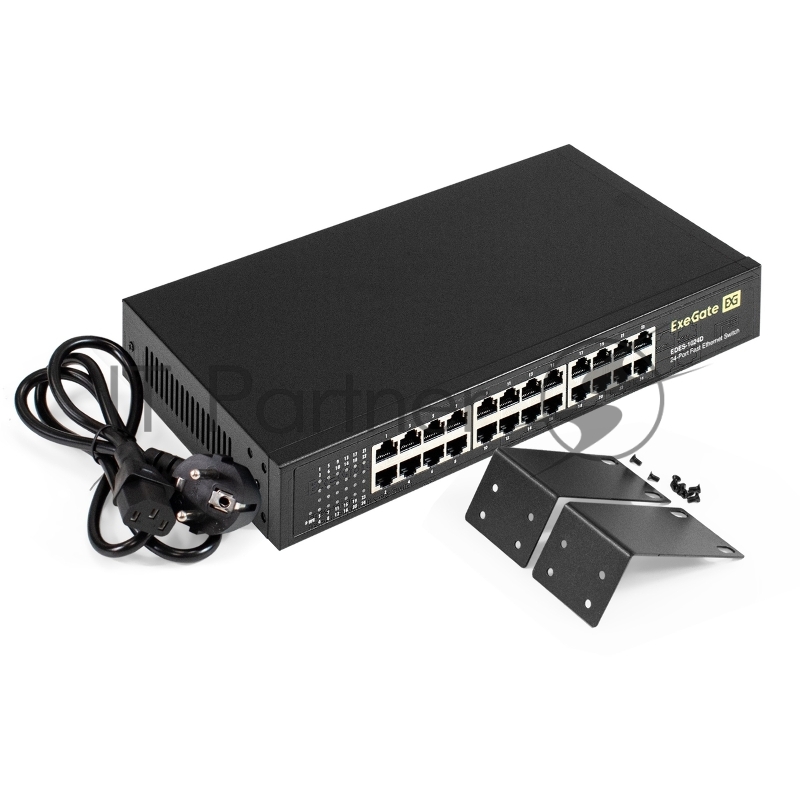Коммутатор неуправляемый ExeGate EDES-1024D (24-портовый UTP 10/100Mbps, металлический корпус, с возможностью установки в стойку)