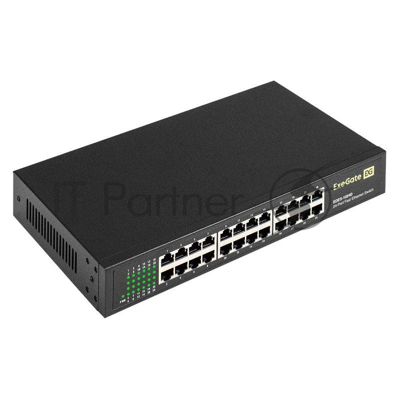 Коммутатор неуправляемый ExeGate EDES-1024D (24-портовый UTP 10/100Mbps, металлический корпус, с возможностью установки в стойку)