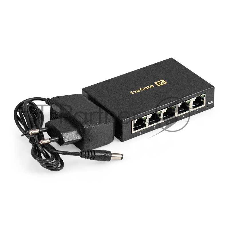 Коммутатор неуправляемый ExeGate EDGS-1005D (5-портовый гигабитный UTP 10/100/1000 Base-T, металлический корпус, с функцией энергосбережения (Green Ethernet Technology), настольный)