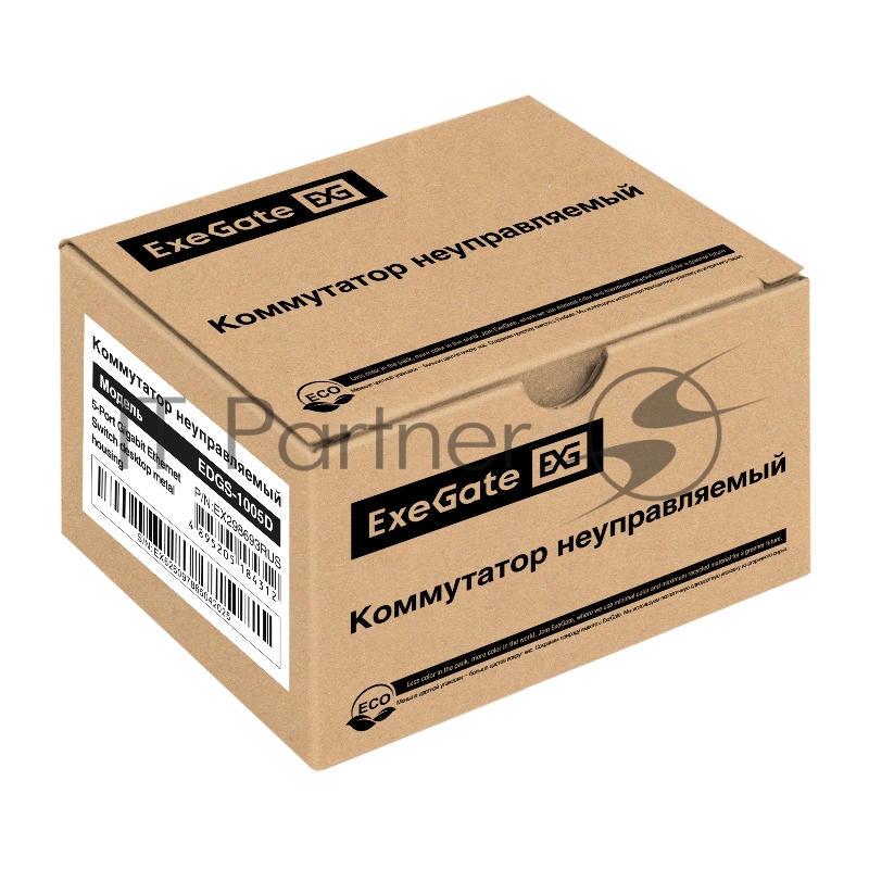 Коммутатор неуправляемый ExeGate EDGS-1005D (5-портовый гигабитный UTP 10/100/1000 Base-T, металлический корпус, с функцией энергосбережения (Green Ethernet Technology), настольный)