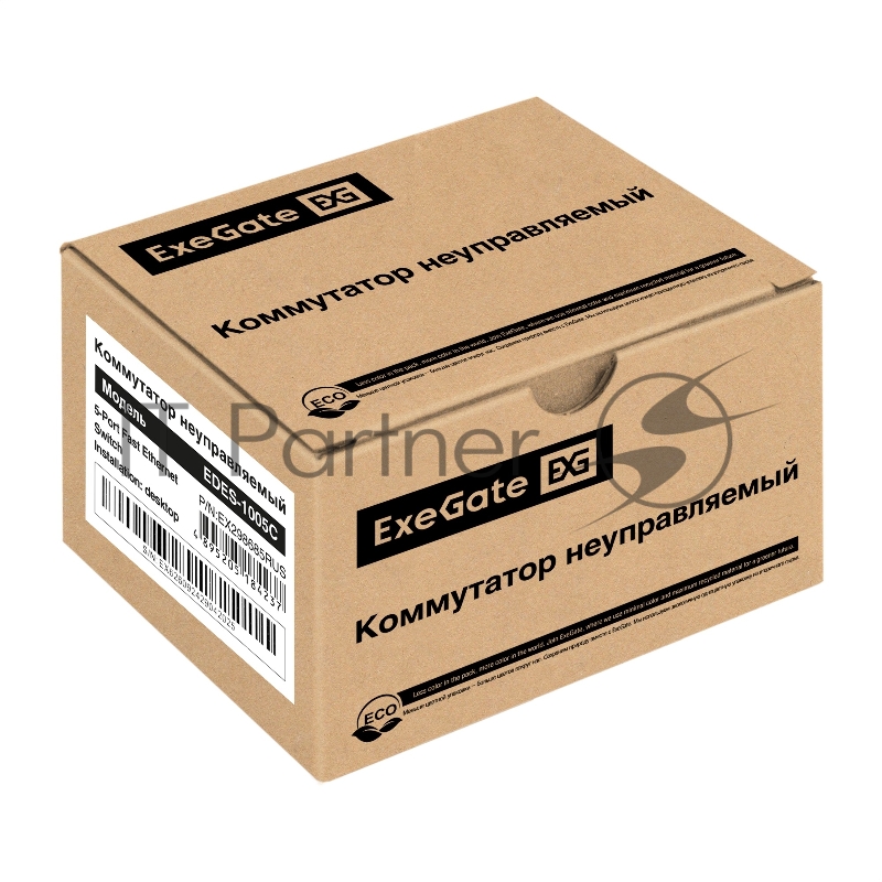 Коммутатор неуправляемый ExeGate EDES-1005C (5-портовый UTP 10/100Mbps, с функцией энергосбережения (Green Ethernet Technology), настольный)