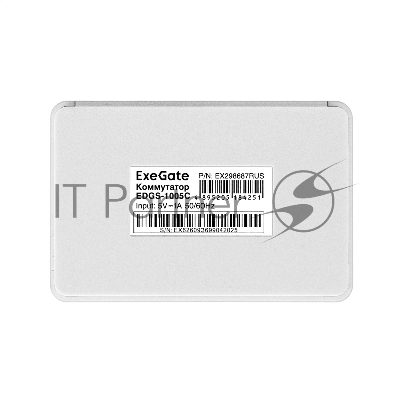 Коммутатор неуправляемый ExeGate EDGS-1005С (5-портовый гигабитный UTP 10/100/1000 Base-T, с функцией энергосбережения (EEE), настольный)