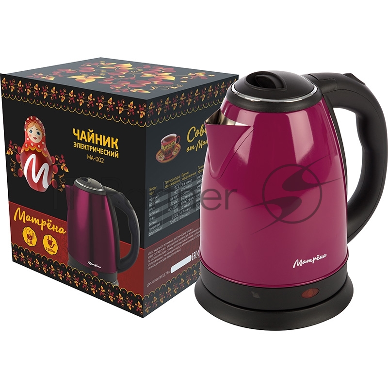 Чайник Матрена MA-002 электрический (1,8 л) стальной бордовый