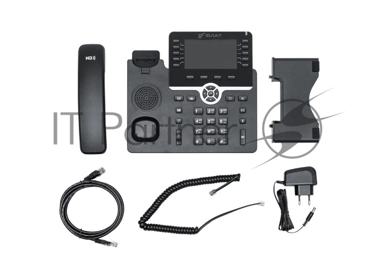 IP-телефон Flat-Phone B10: 20 SIP-аккаунтов, 2 порта 10/100/1000BASE-T (RJ-45), ЖК-дисплей, PoE, адаптер питания 220В