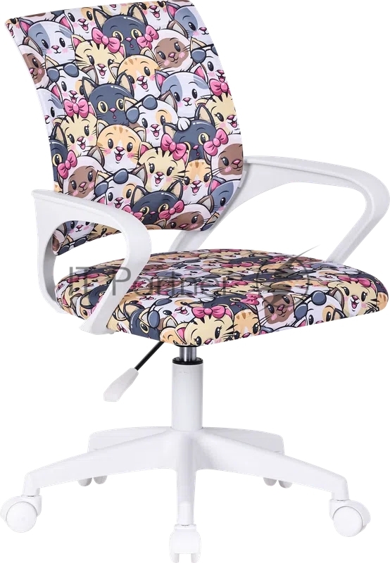 Кресло компьютерное детское Defender Fiesta принт Коты, ткань,класс1