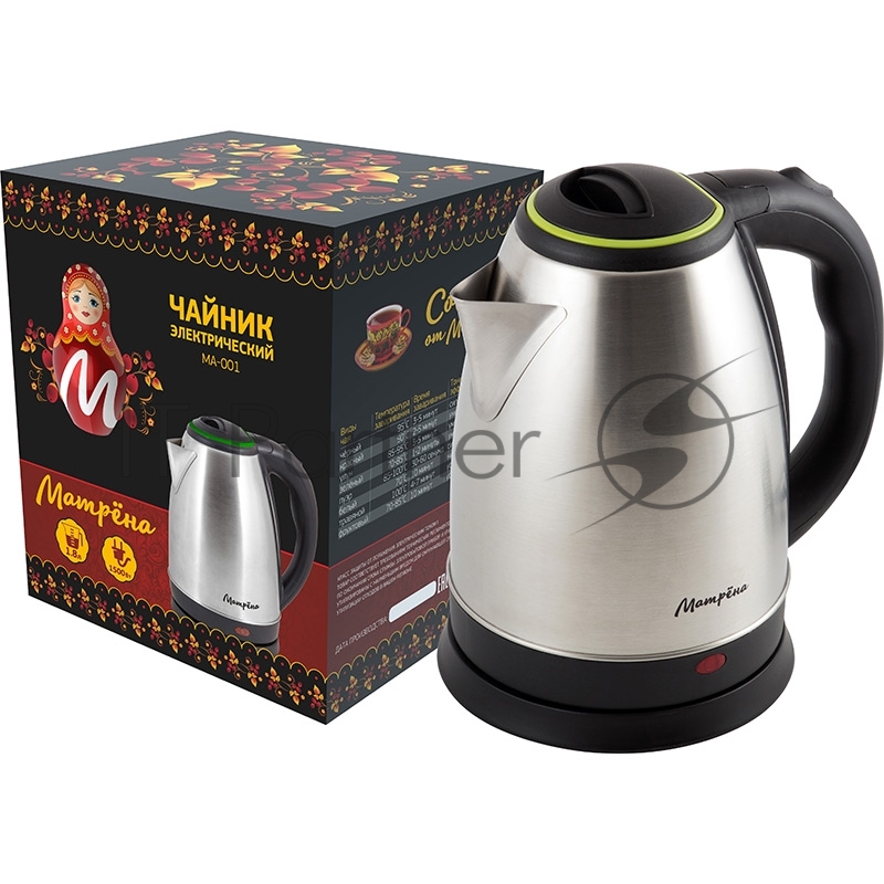 Чайник Матрена MA-001 электрический (1,8 л) металл цвет крышки зеленый