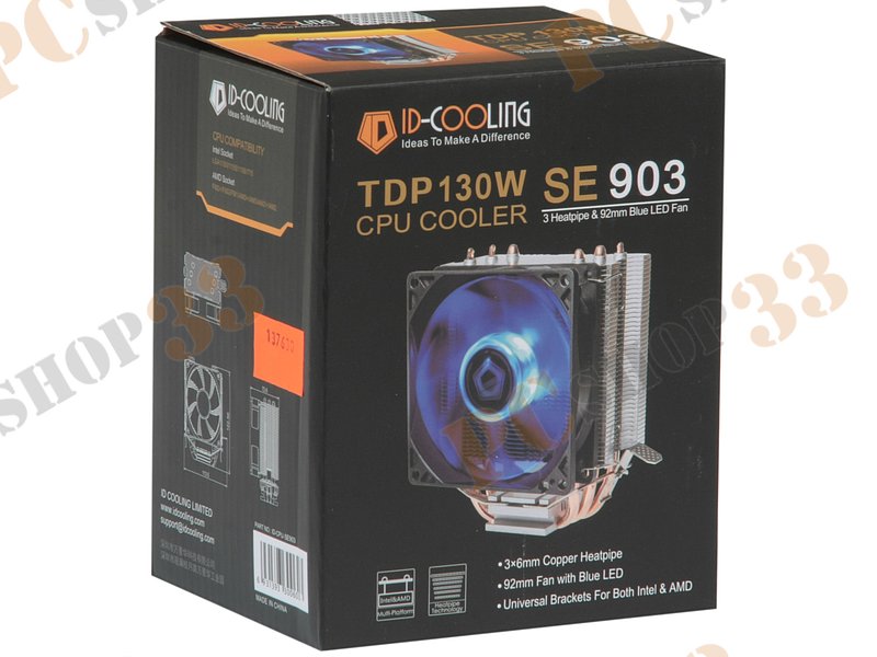 Кулер для процессора Socket775/115x/AM2/AM3/FM1/FM2 ID-Cooling SE 903, подсветка