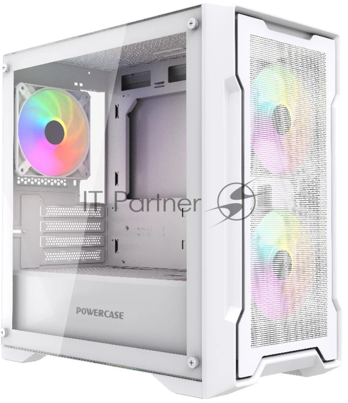 Корпус Powercase Mistral Micro X3W ARGB, Tempered Glass, 3x 120mm ARGB PWM Fan, белый, mATX (CMMXW-A3)