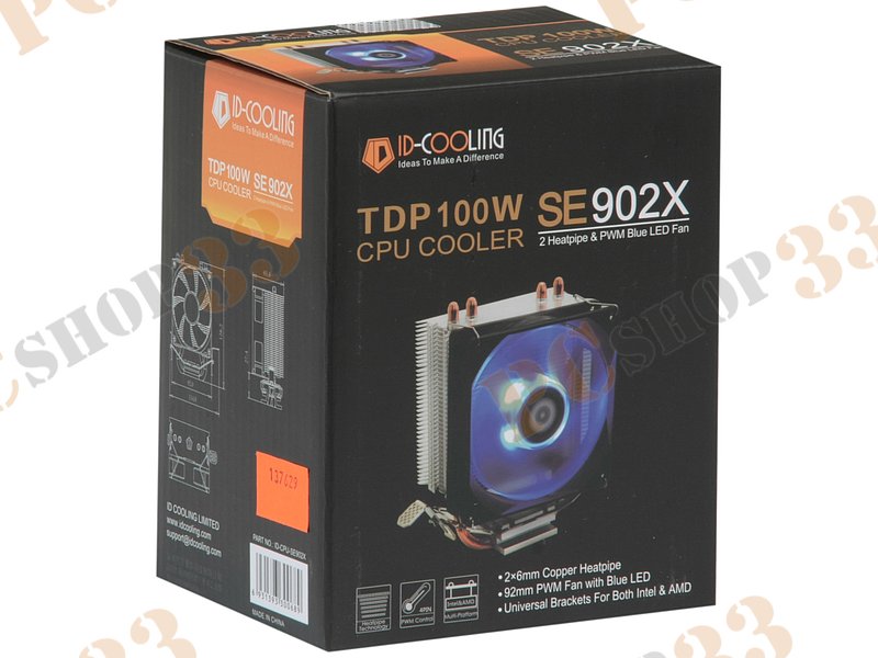 Кулер для процессора Socket775/115x/AM2/AM3/FM1/FM2 ID-Cooling SE 902X, подсветка