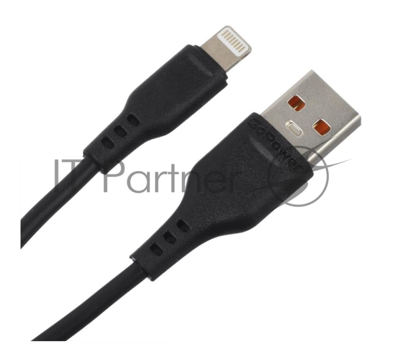 Кабель GoPower GP01L USB (m)-Lightning (m) 1.0м 2.4A ПВХ черный (1/800)