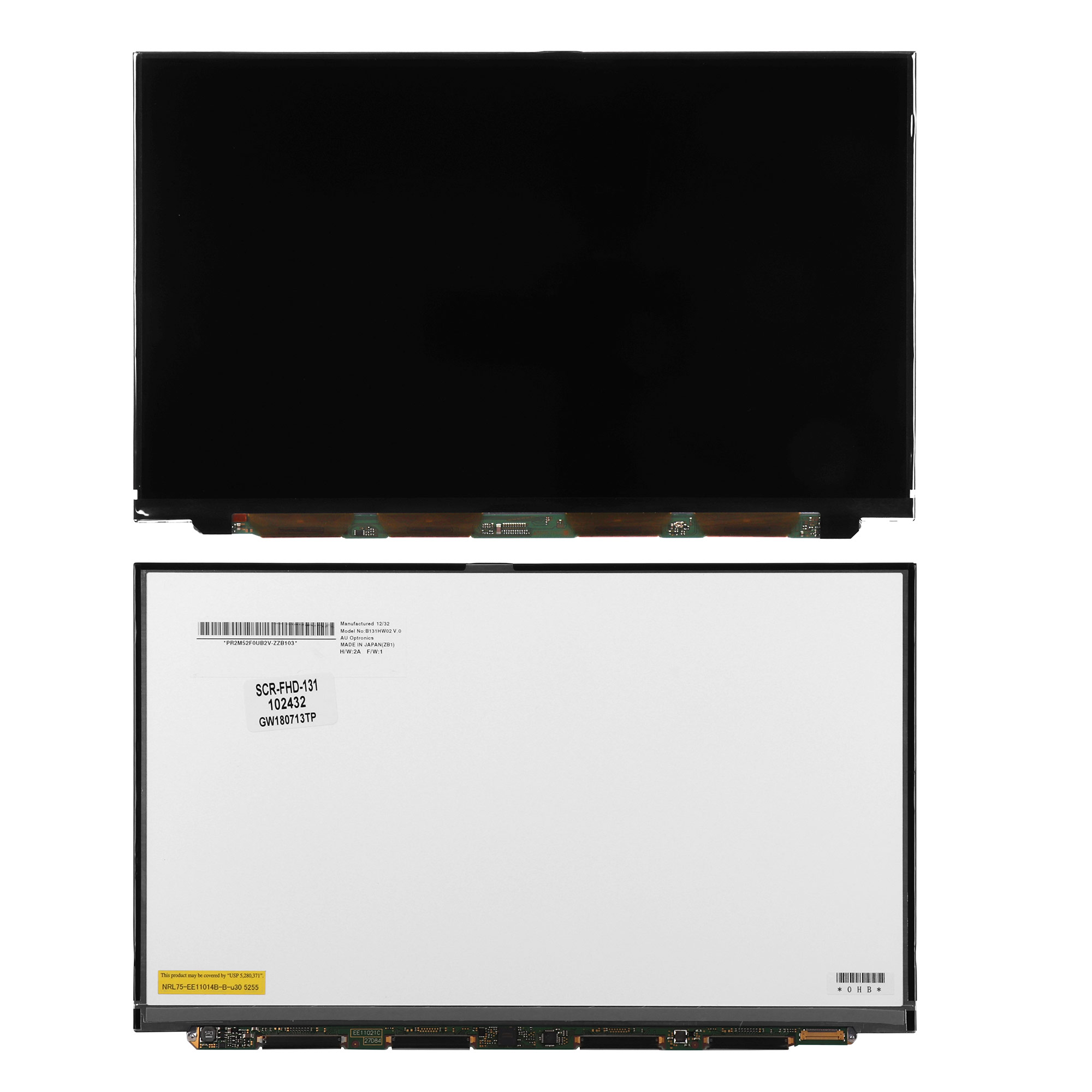 Матрица для ноутбука 13.1" 1920x1080 WUXGA FHD, 30 pin Slim LED. Матовая. B131HW02 V.0.