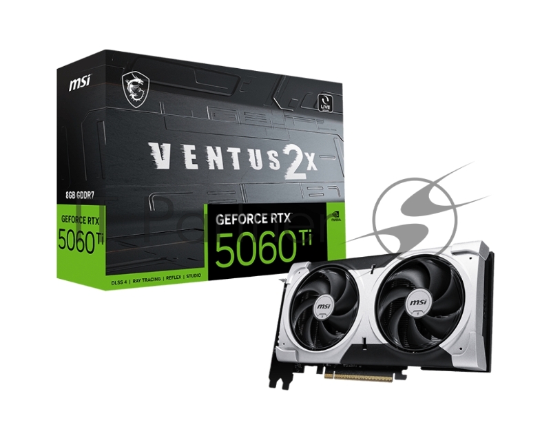 Видеокарта MSI PCI-E 5.0 RTX 5060 Ti 8G VENTUS 2X PLUS NVIDIA GeForce RTX 5060TI 8Gb 128bit GDDR7 2617/28000 HDMIx1 DPx3 HDCP Ret
