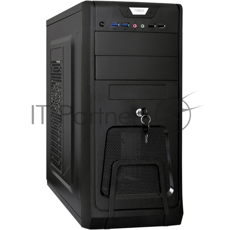 Корпус Miditower ExeGate CP-603UB-UNS350 (ATX, БП UNS350 с вент. 12см, 2*USB, аудио, черный)