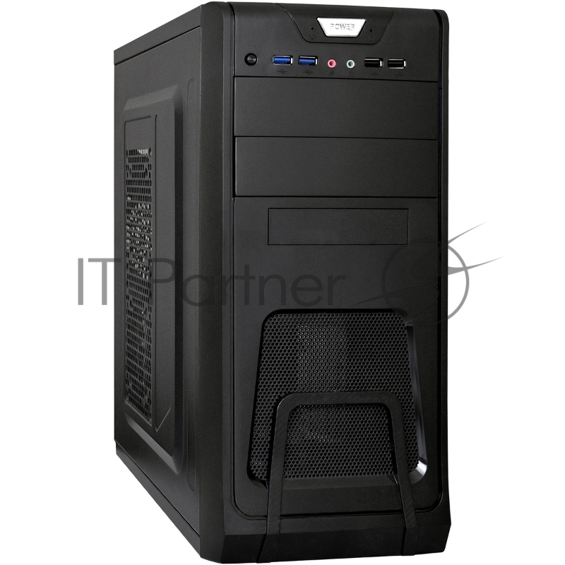 Корпус Miditower ExeGate CP-603-UNS400 (ATX, БП UNS400 с вент. 12см, 2*USB, аудио, черный)