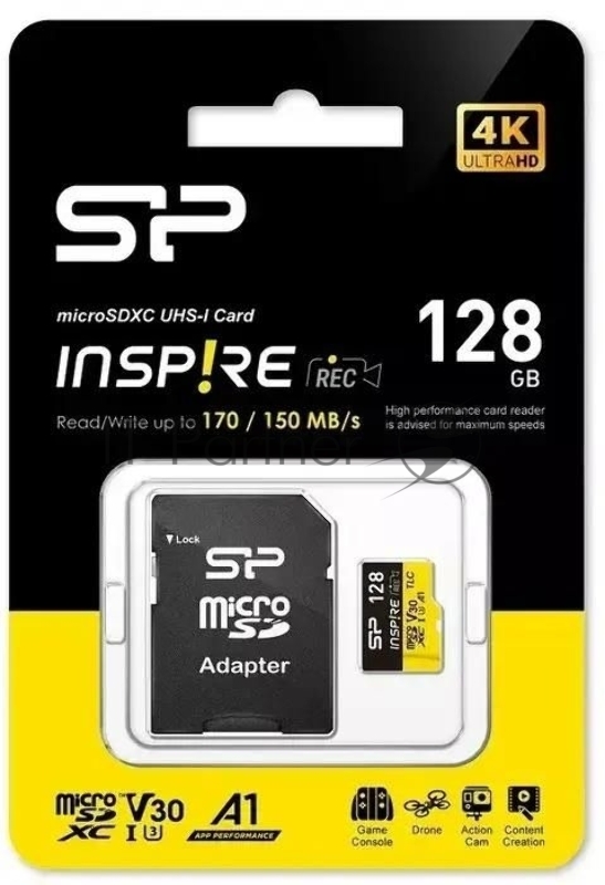 Флеш карта microSDXC 128GB Silicon Power SP128GBSTXLV3V1NSP Elite V30 A1 + adapter