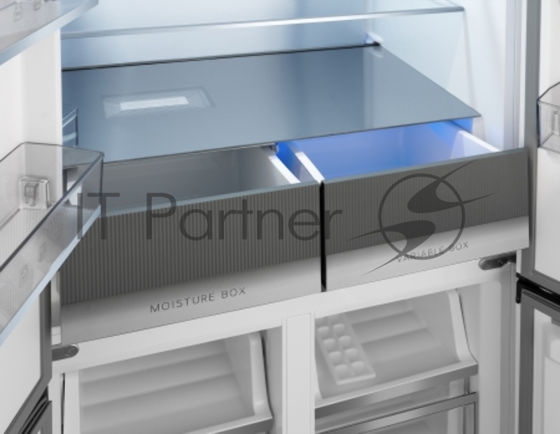 Холодильник Weissgauff WCD 450 Rock Glass NoFrost Inverter 3-хкамерн. графит темный