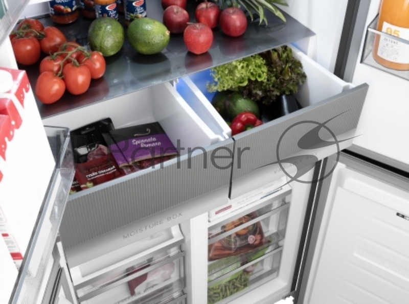 Холодильник Weissgauff WCD 450 Rock Glass NoFrost Inverter 3-хкамерн. графит темный