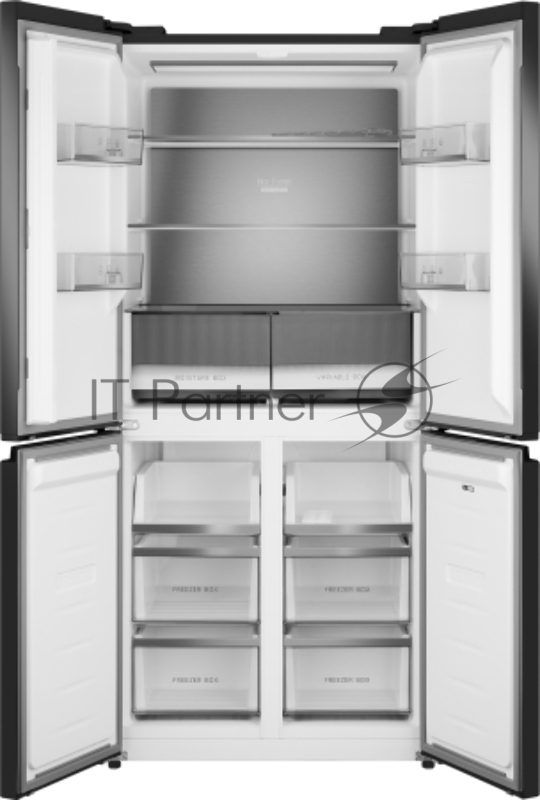 Холодильник Weissgauff WCD 450 Rock Glass NoFrost Inverter 3-хкамерн. графит темный