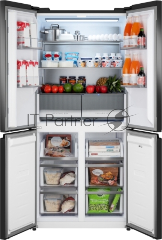 Холодильник Weissgauff WCD 450 Rock Glass NoFrost Inverter 3-хкамерн. графит темный