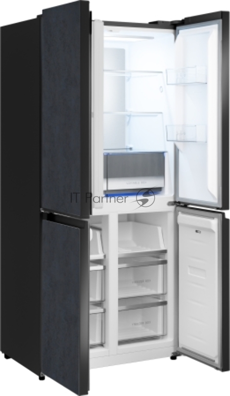 Холодильник Weissgauff WCD 450 Rock Glass NoFrost Inverter 3-хкамерн. графит темный