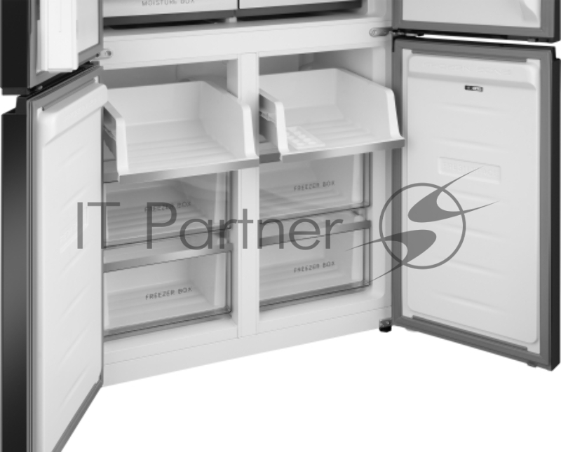 Холодильник Weissgauff WCD 450 Rock Glass NoFrost Inverter 3-хкамерн. графит темный