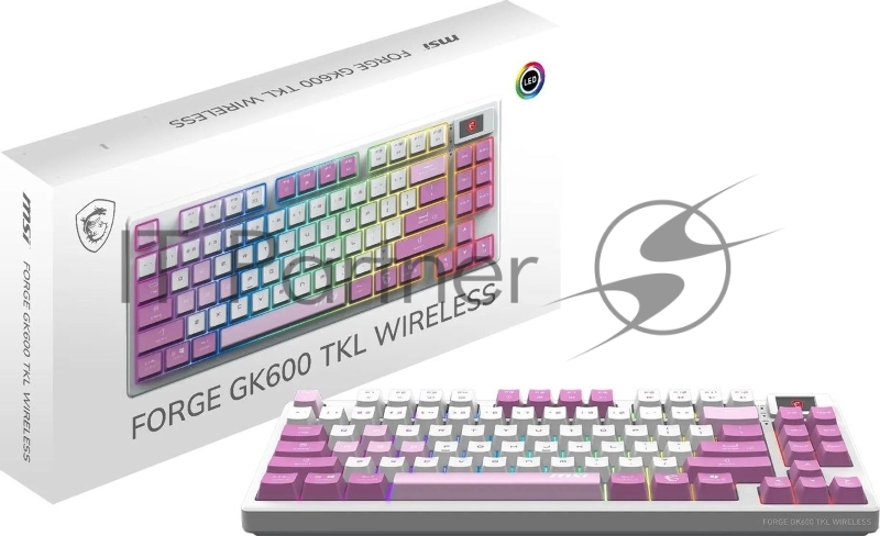 Клавиатура MSI Forge GK600, USB, белый фиолетовый