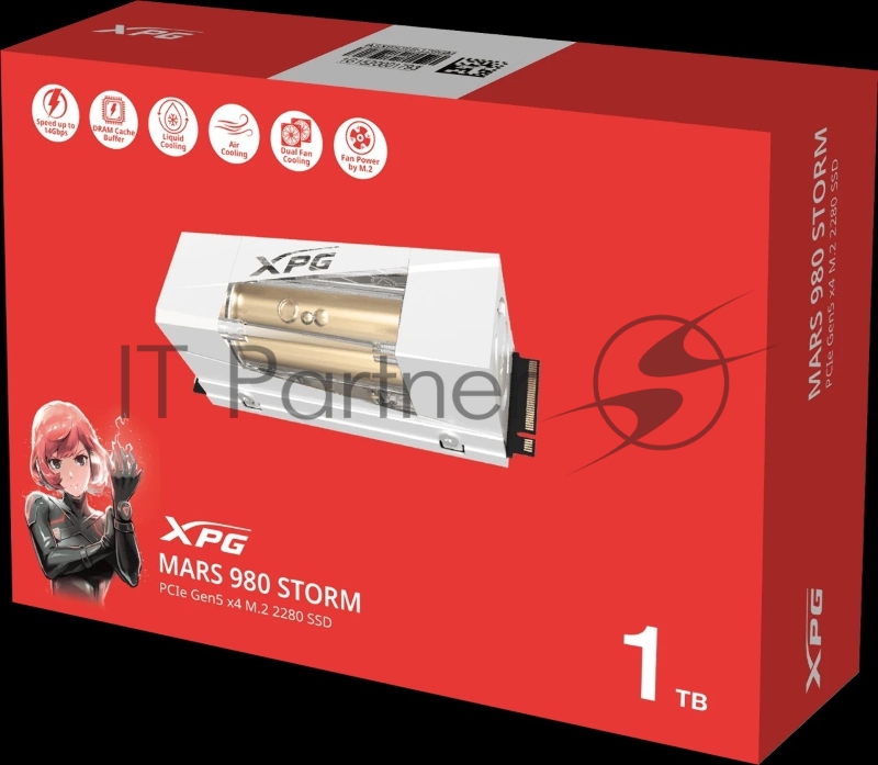 Твердотельный накопитель ADATA SSD XPG MARS 980 STORM, 1000GB, M.2(22x80mm), NVMe, PCIe 5.0 x4, 3D NAND, R/W 14000/10000MB/s, IOPs 1 600 000/1 650 000, TBW 740, DWPD 0.4, with Heat Sink (5 лет)