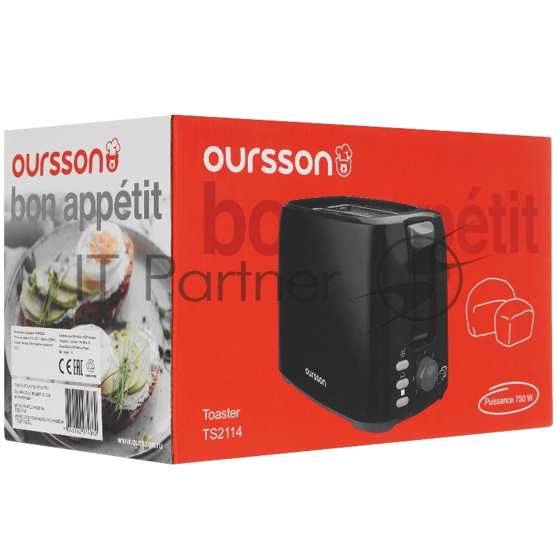 Тостер OURSSON TS2114/BL чёрный