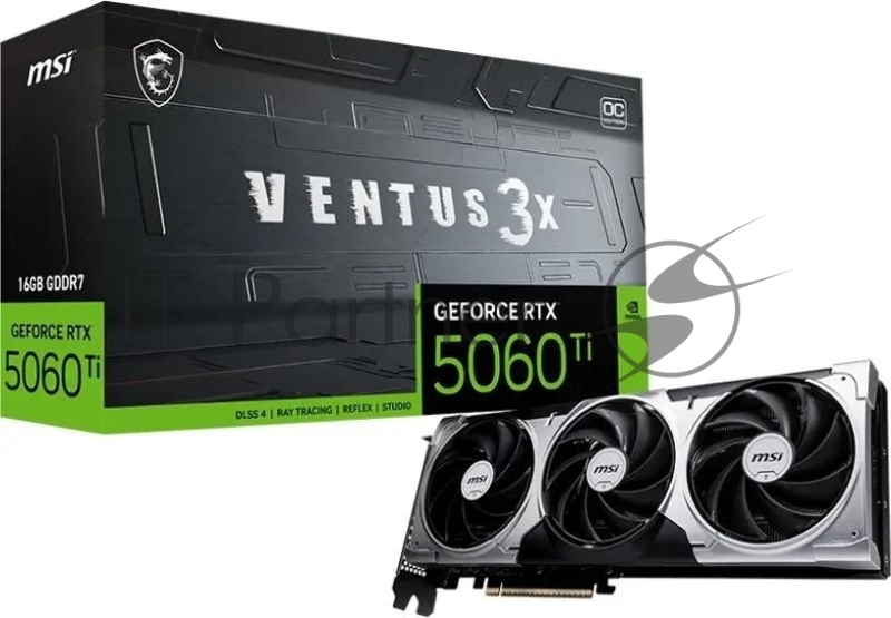 Видеокарта MSI RTX5060Ti VENTUS 3X OC 16GB NVIDIA GeForce RTX 5060TI 16Gb 128bit GDDR7 2602/28000 HDMIx1 DPx3 HDCP Ret