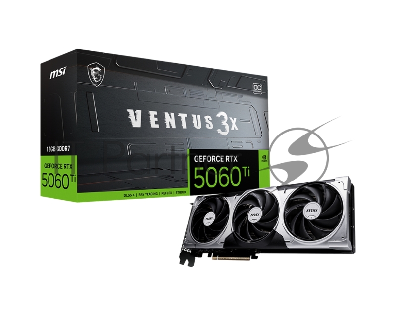 Видеокарта MSI RTX5060Ti VENTUS 3X OC 16GB NVIDIA GeForce RTX 5060TI 16Gb 128bit GDDR7 2602/28000 HDMIx1 DPx3 HDCP Ret
