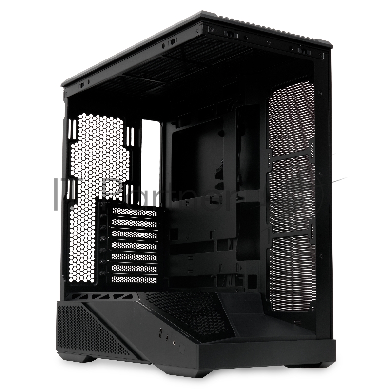 Корпус без блока питания HSPD F711-TGBK, Panoramic Full Tower, Black, TG, 0.7 SPCC, no fans ATX, mATX, mITX 190/420/280mm 2x2.5, 2x3.5, 7xPCI 1xUSB-A 3.0, 1xUSB-C 445x235x475mm