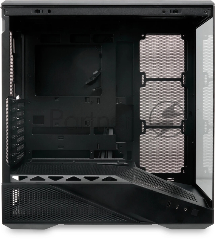 Корпус без блока питания HSPD F711-TGBK, Panoramic Full Tower, Black, TG, 0.7 SPCC, no fans ATX, mATX, mITX 190/420/280mm 2x2.5, 2x3.5, 7xPCI 1xUSB-A 3.0, 1xUSB-C 445x235x475mm