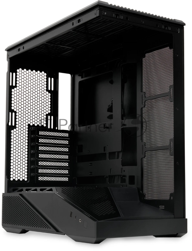 Корпус без блока питания HSPD F711-TGBK, Panoramic Full Tower, Black, TG, 0.7 SPCC, no fans ATX, mATX, mITX 190/420/280mm 2x2.5, 2x3.5, 7xPCI 1xUSB-A 3.0, 1xUSB-C 445x235x475mm