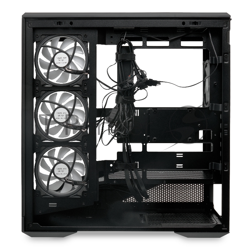 Корпус без блока питания HSPD F711-TGBK-ARGB, Panoramic Full Tower, Black, TG, 0.7 SPCC, 4x120mm ARGB ATX, mATX, mITX 190/420/280mm 2x2.5, 2x3.5, 7xPCI 1xUSB-A 3.0, 1xUSB-C 445x235x475mm